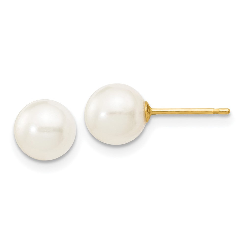14k Yellow gold;Post;Freshwater cultured pearl