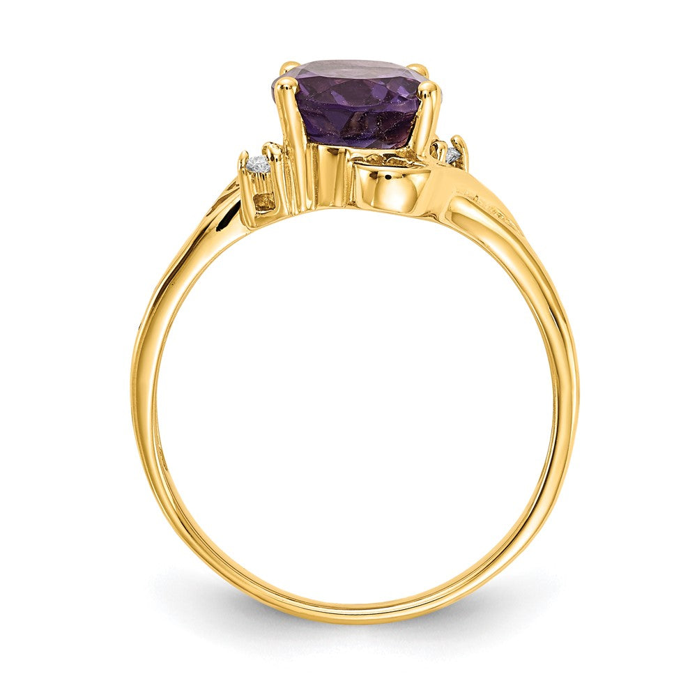 14k 9x7mm Oval Amethyst AA Diamond ring