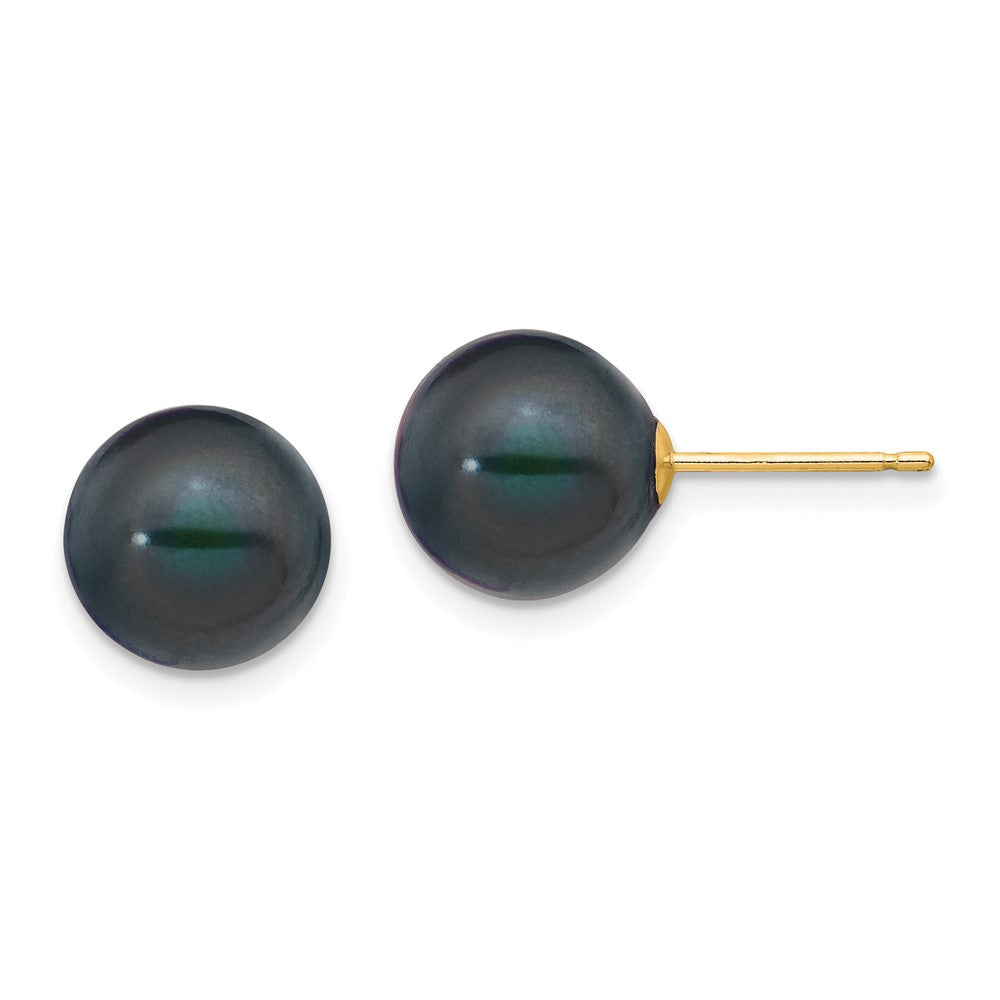 14k Yellow gold;Post;Dyed;Freshwater cultured pearl
