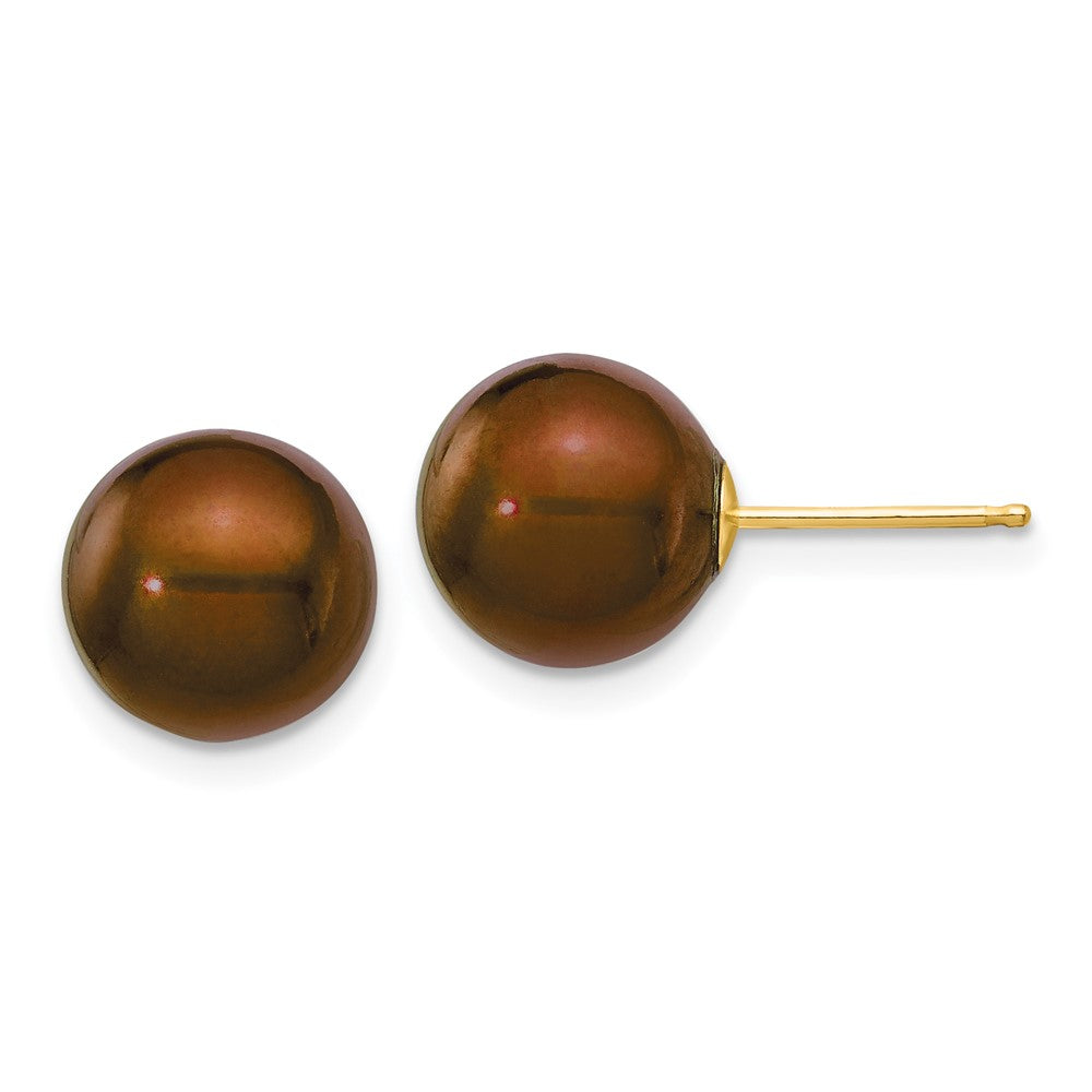 14k Yellow gold;Post;Dyed;Freshwater cultured pearl