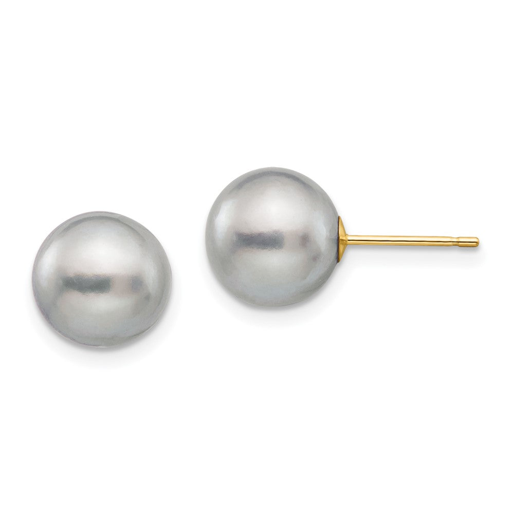 14k Yellow gold;Post;Dyed;Freshwater cultured pearl