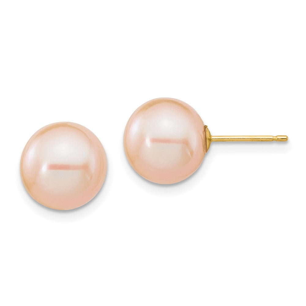 14k Yellow gold;Post;Dyed;Freshwater cultured pearl