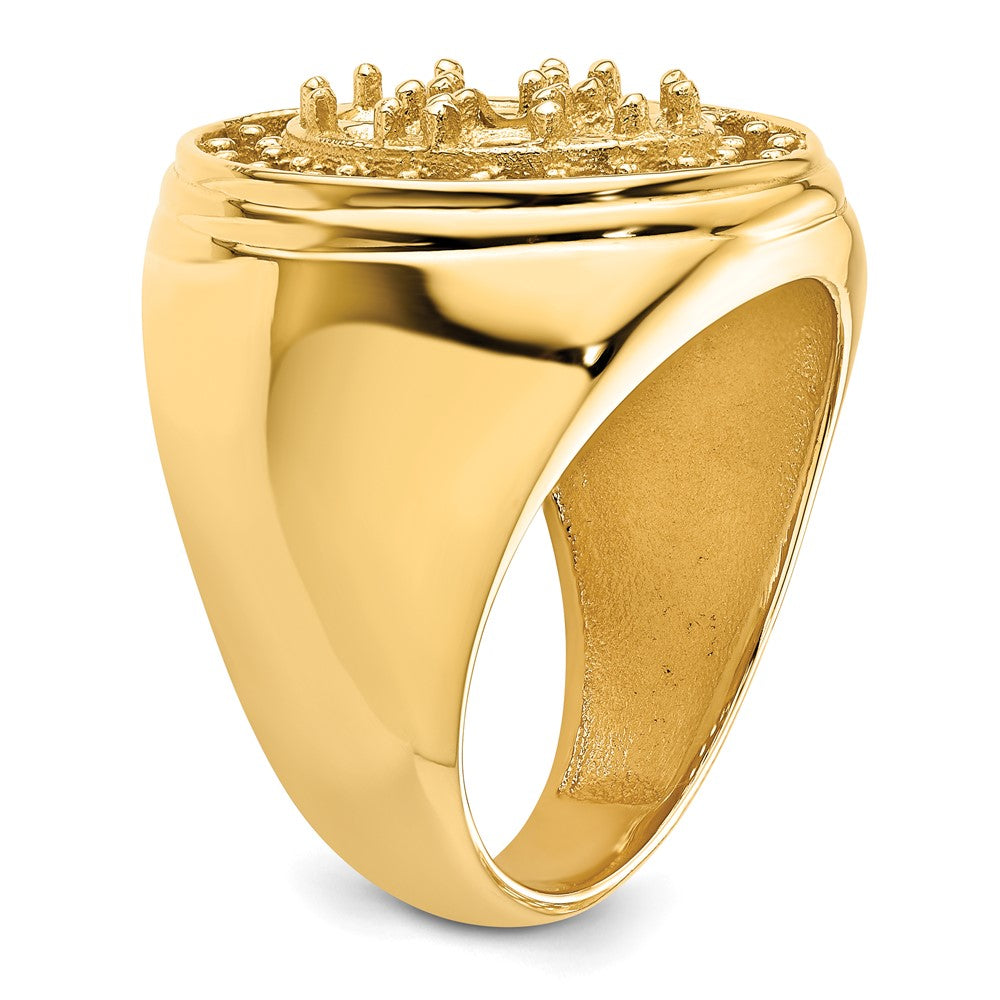 14k Polished Circular Top 3ct Mens Diamond Ring Mounting