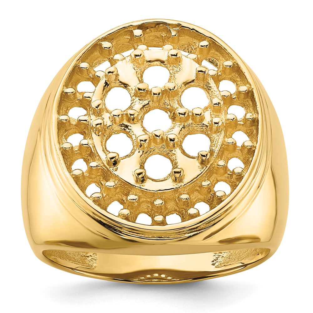 Casted;Polished;14k Yellow gold;Open back;Avail. in 10k yellow gold;Avail. in 18k yellow gold;Avail. in 14k white gold;Avail. in platinum;Not engraveable;Prong set;Avail. in 10k white gold;Avail. in 18k white gold;Mens