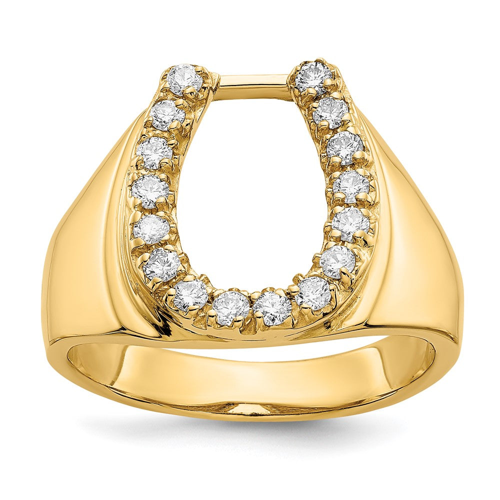 Casted;Polished;14k Yellow gold;Open back;Diamond;Avail. in 10k yellow gold;Avail. in 18k yellow gold;Avail. in 14k white gold;Avail. in platinum;Not engraveable;Prong set;Avail. in 10k white gold;Avail. in 18k white gold;AA quality;Mens