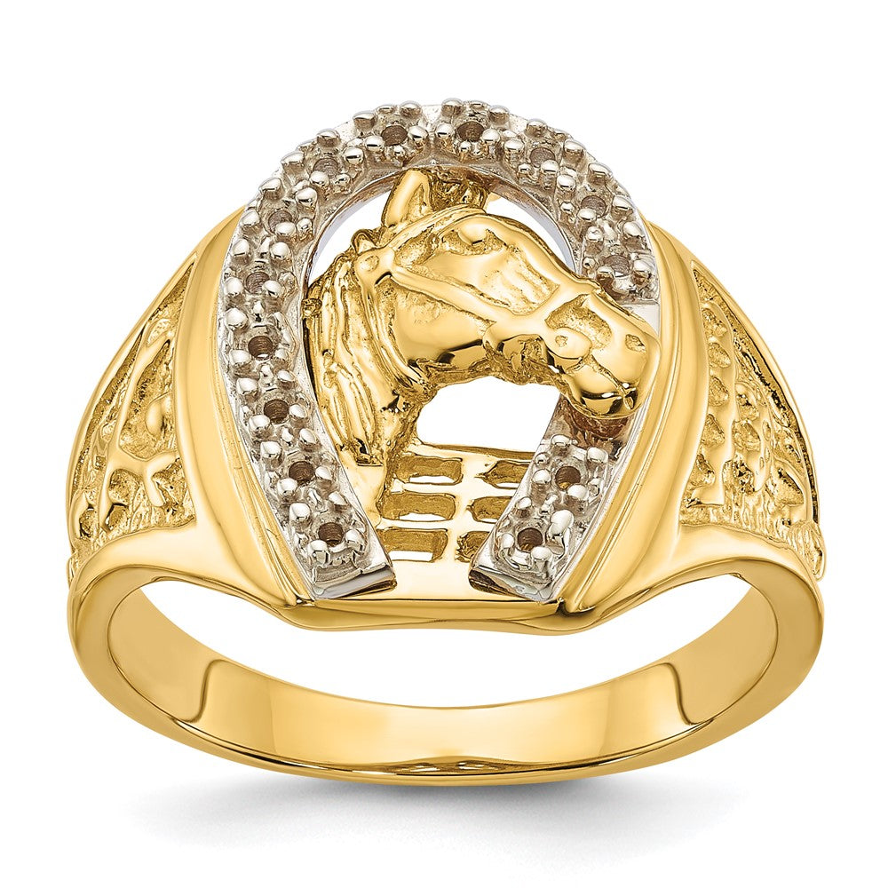 Casted;Polished;14K Two-tone;Avail. in 10k yellow gold;Avail. in 18k yellow gold;Avail. in 14k white gold;Avail. in 14k yellow gold;Avail. in platinum;Not engraveable;Prong set;Avail. in 10k white gold;Avail. in 18k white gold;Mens