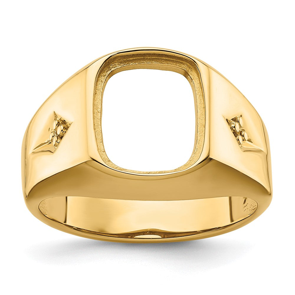 Casted;Polished;14k Yellow gold;Open back;Avail. in 10k yellow gold;Avail. in 18k yellow gold;Avail. in 14k white gold;Avail. in platinum;Not engraveable;Prong set;Sizing 2-3 weeks;5 sizes up, 2 sizes down;Avail. in 10k white gold;Avail. in 18k white gold;Mens