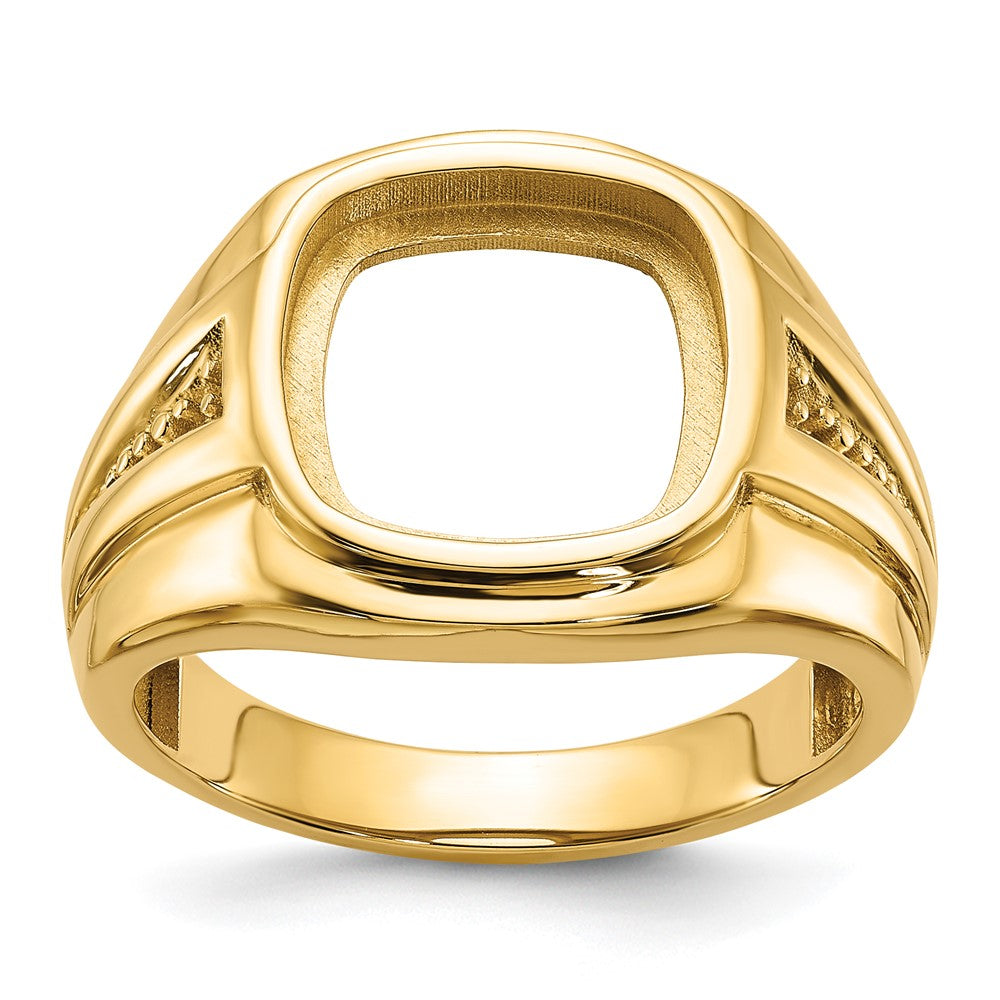 Casted;Polished;Open back;14K Yellow gold & rhodium;Avail. in 10k yellow gold;Avail. in 18k yellow gold;Avail. in 14k white gold;Avail. in platinum;Not engraveable;Prong set;Sizing 2-3 weeks;Avail. in 10k white gold;Avail. in 18k white gold;Mens;2 sizes up or down only
