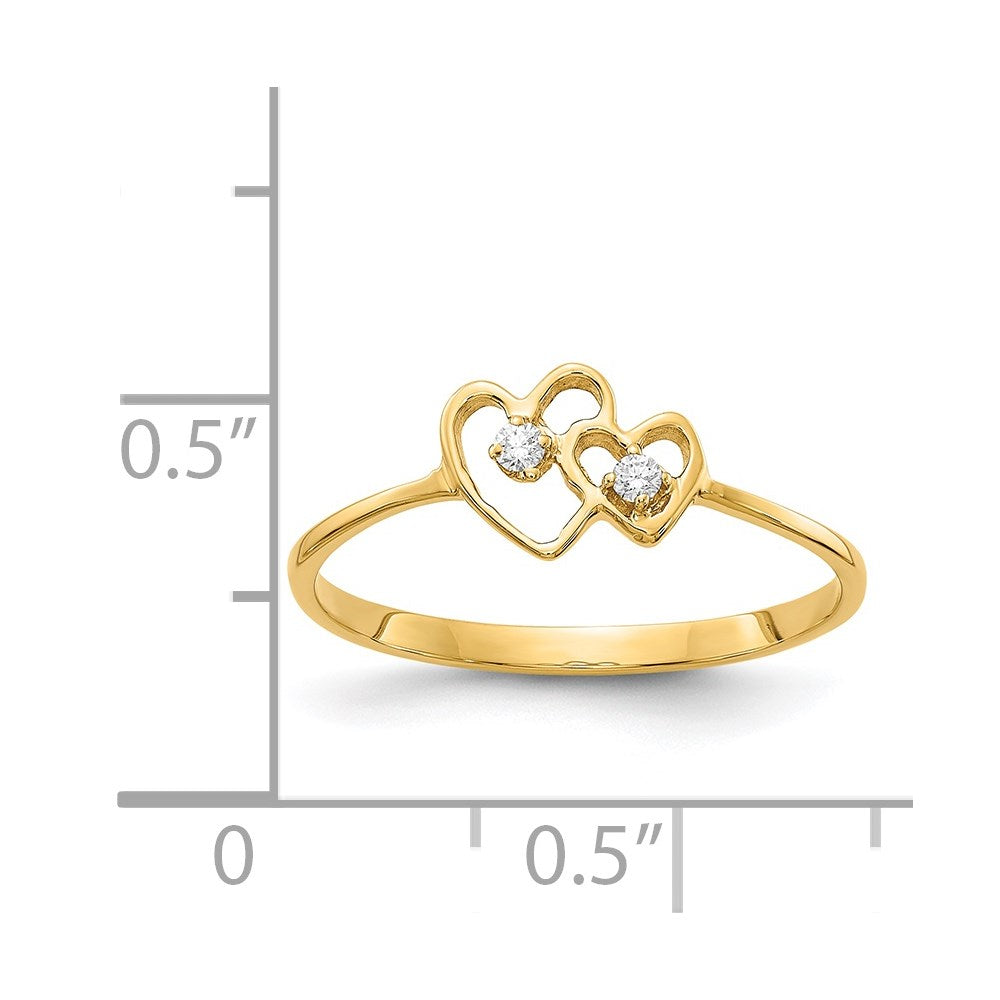 14k Polished AA Diamond heart ring