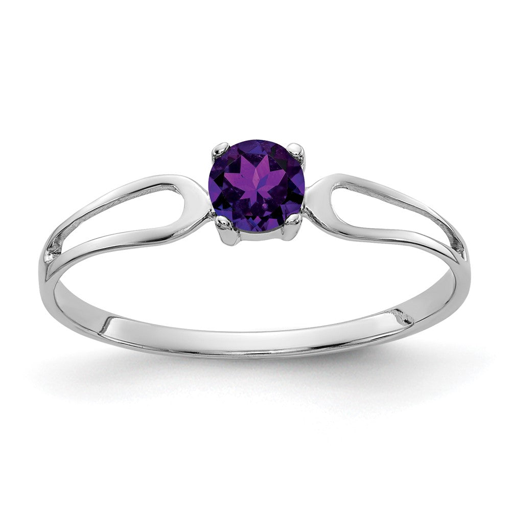 Casted;Polished;14K White gold;Genuine;Amethyst;Avail. in 10k yellow gold;Avail. in 18k yellow gold;Avail. in platinum;Channel set;Avail. in 18k white gold