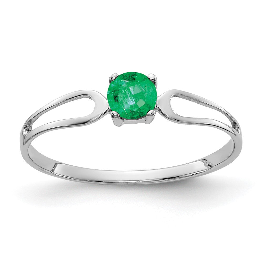 Casted;Polished;14K White gold;Genuine;Emerald;Avail. in 10k yellow gold;Avail. in 18k yellow gold;Avail. in platinum;Channel set;Avail. in 18k white gold