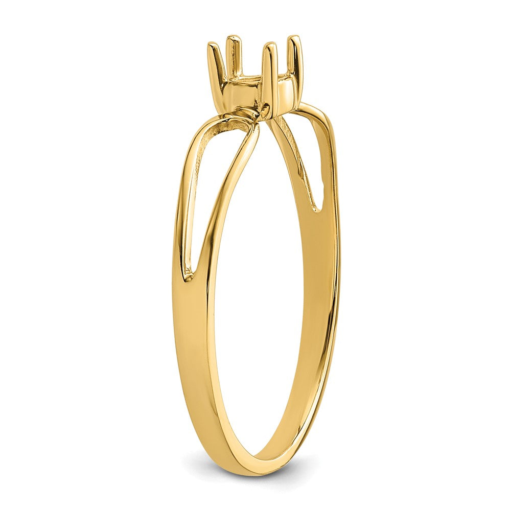 14k Polished 4mm Round Gemstone Ring Mounting