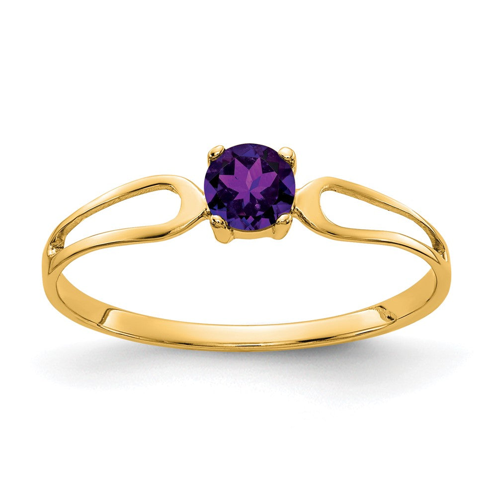 Casted;Polished;14k Yellow gold;Genuine;Amethyst;Avail. in 10k yellow gold;Avail. in 18k yellow gold;Avail. in platinum;Channel set;Avail. in 18k white gold