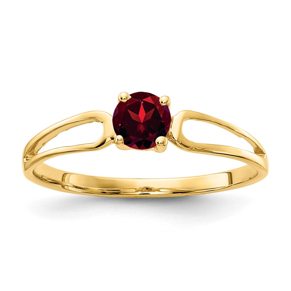 Casted;Polished;14k Yellow gold;Genuine;Garnet;Avail. in 10k yellow gold;Avail. in 18k yellow gold;Avail. in platinum;Channel set;Avail. in 18k white gold