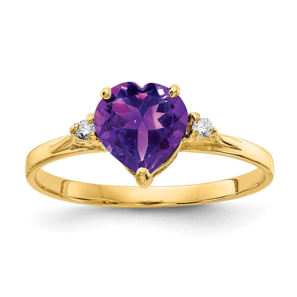 Casted;Polished;14k Yellow gold;Genuine;Amethyst;Diamond;Avail. in 10k yellow gold;Avail. in 18k yellow gold;Avail. in platinum;Avail. in 18k white gold;AA quality