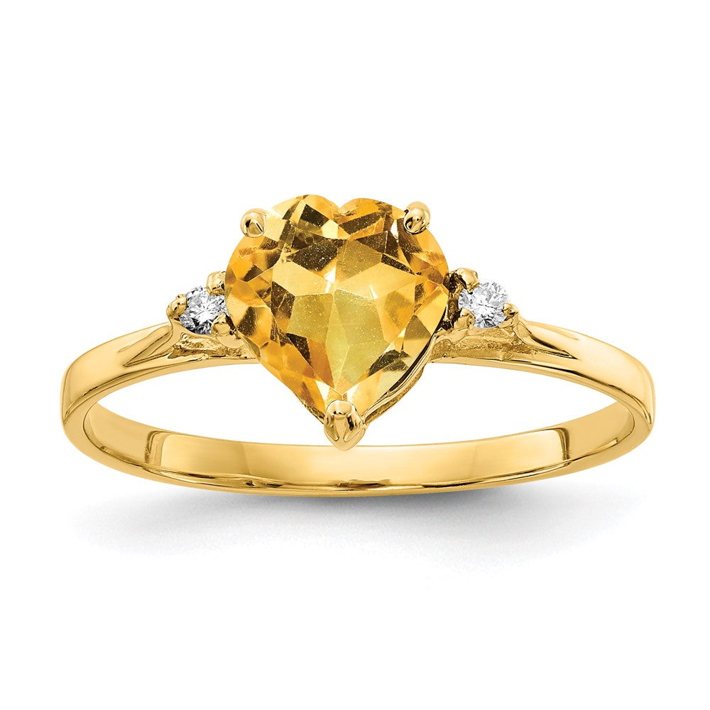 Casted;Polished;14k Yellow gold;Genuine;Citrine;Diamond;Avail. in 10k yellow gold;Avail. in 18k yellow gold;Avail. in platinum;Avail. in 18k white gold;AA quality