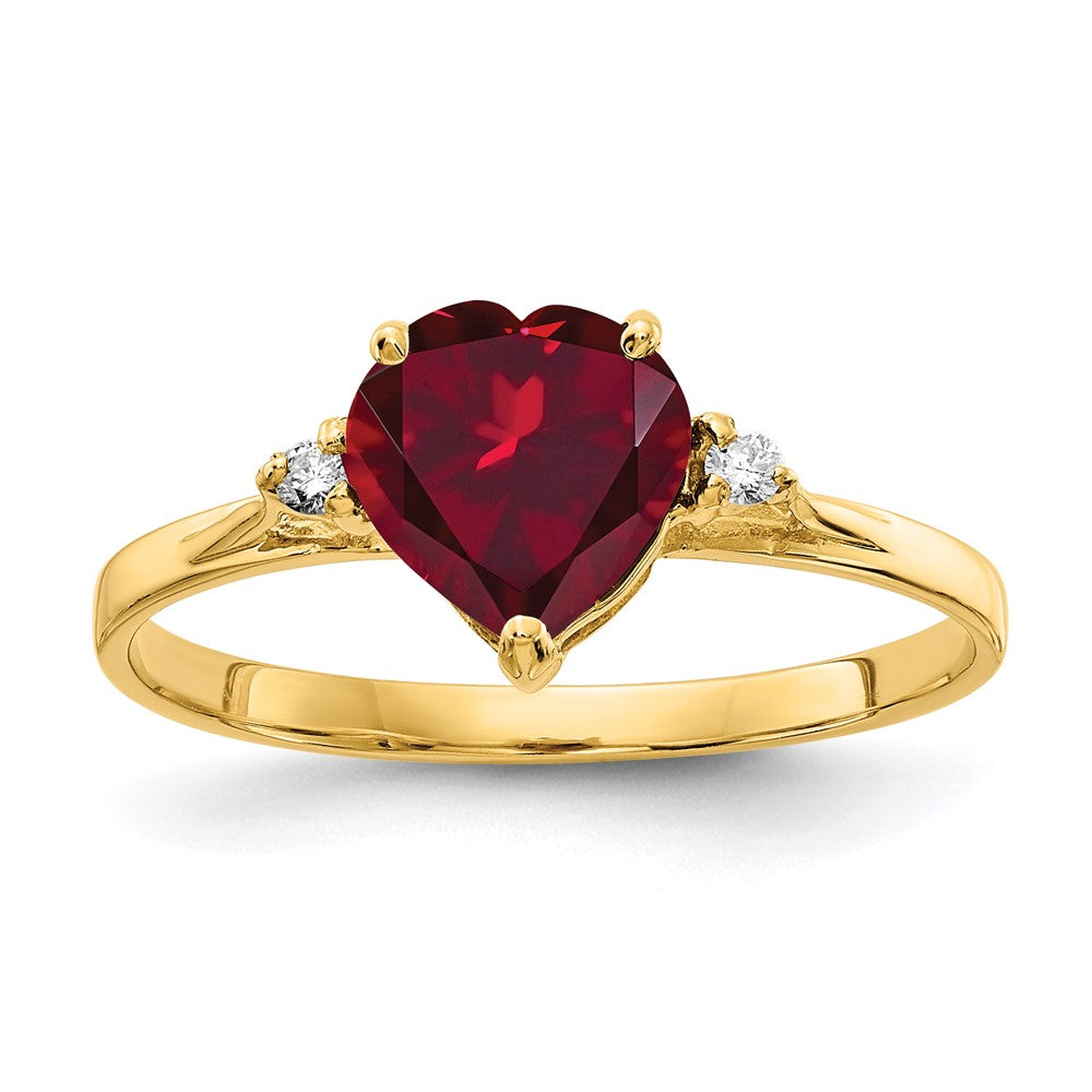 Casted;Polished;14k Yellow gold;Created;Diamond;Ruby;Avail. in 10k yellow gold;Avail. in 18k yellow gold;Avail. in platinum;Avail. in 18k white gold;AA quality