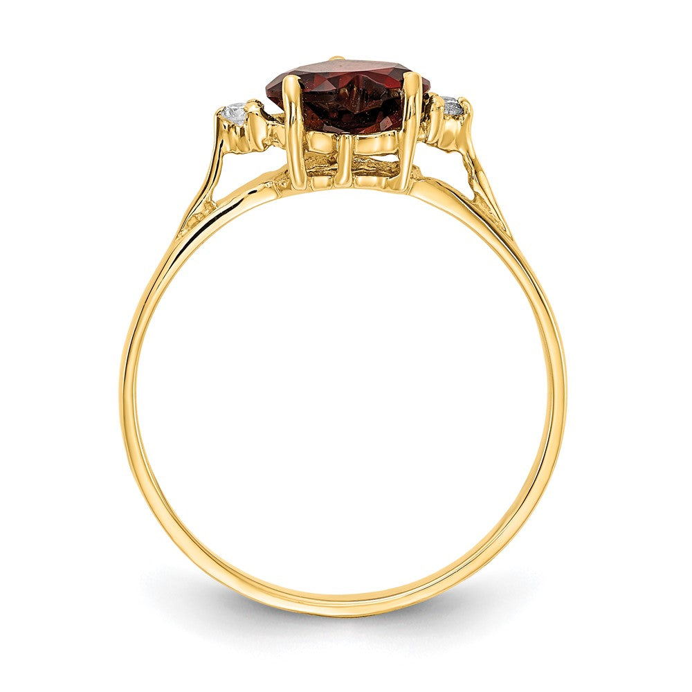 14k 7mm Heart Garnet AA Diamond ring