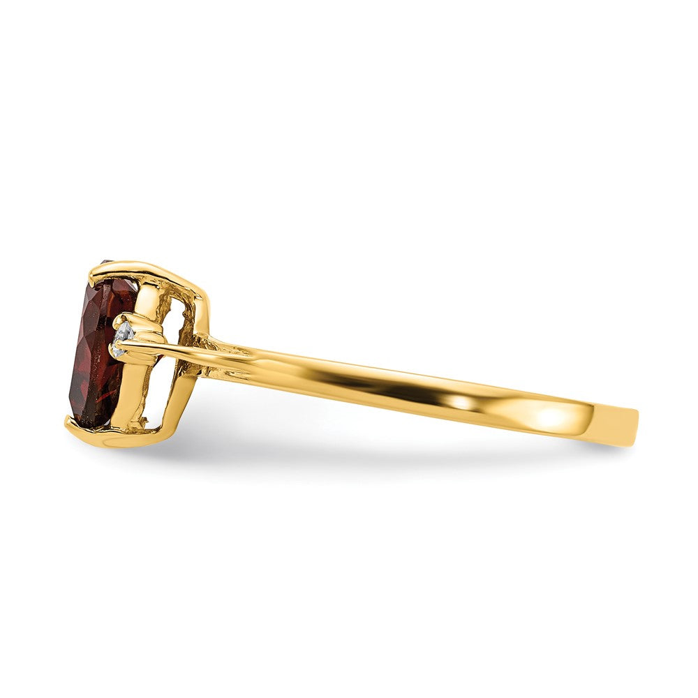 14k 7mm Heart Garnet AA Diamond ring