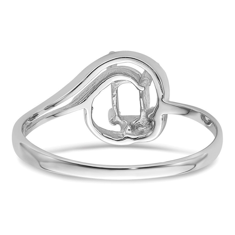 14k White Gold Polished 7x5 Oval Gemstone Ring Mounting
