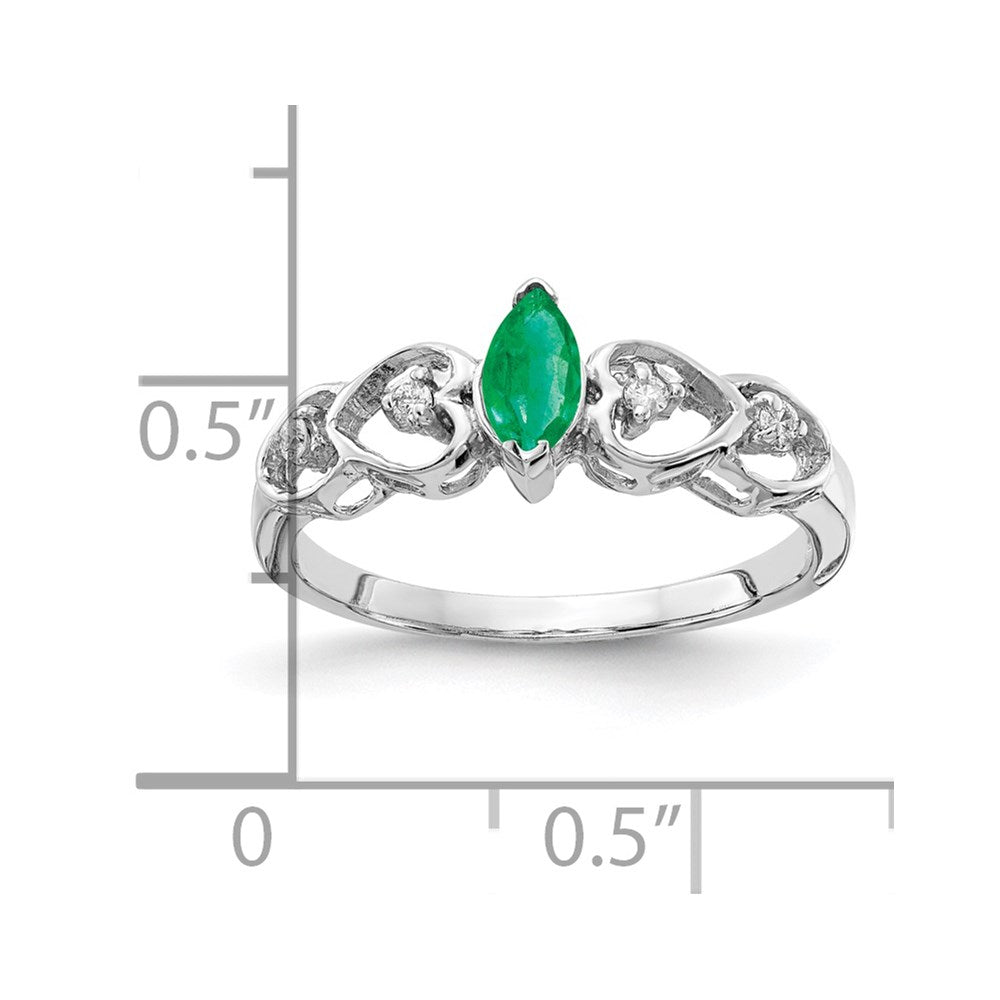 14k White Gold 6x3mm Marquise Emerald AA Diamond ring