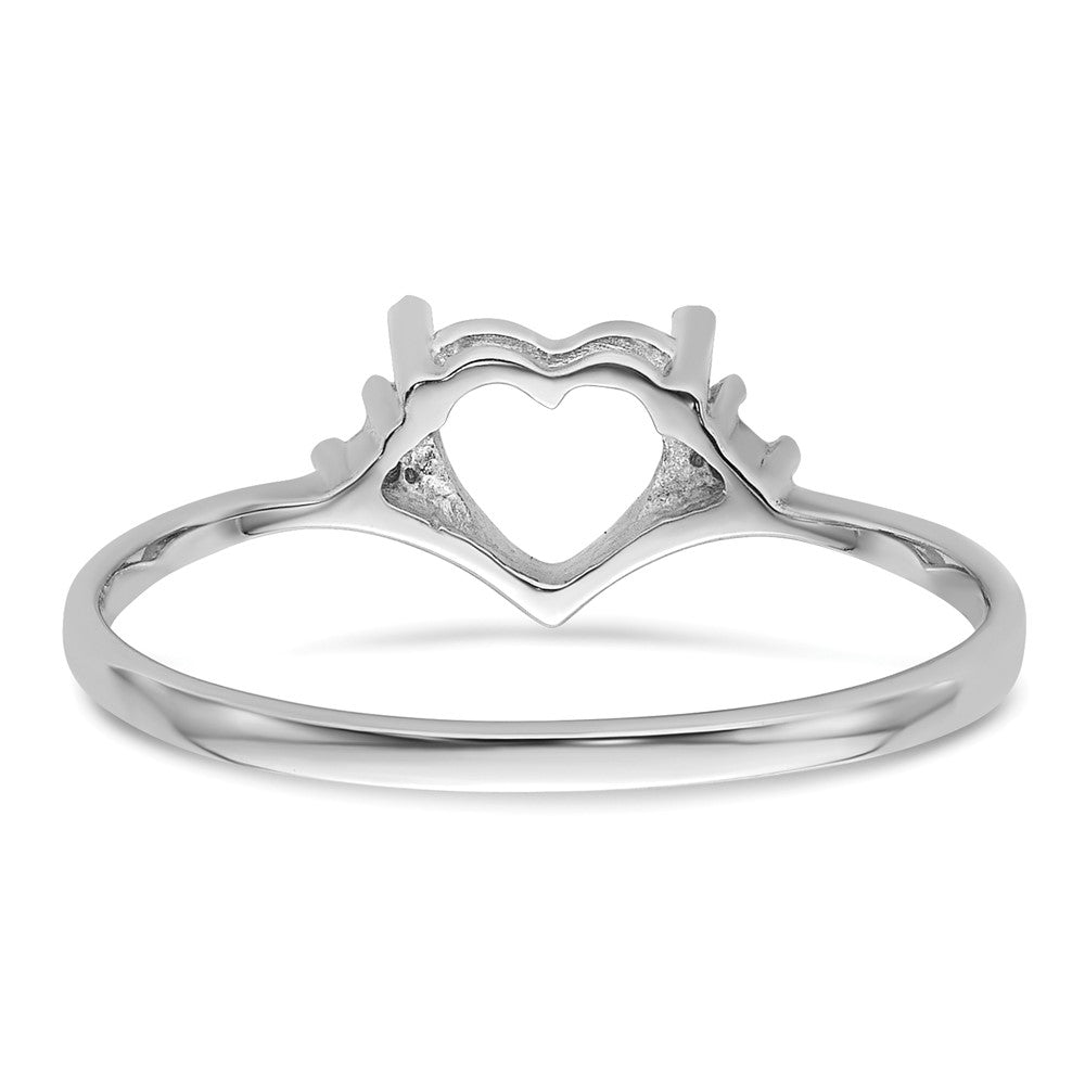14k White Gold Polished .03ct. Diamond & 6mm Heart Gemstone Ring Mounting