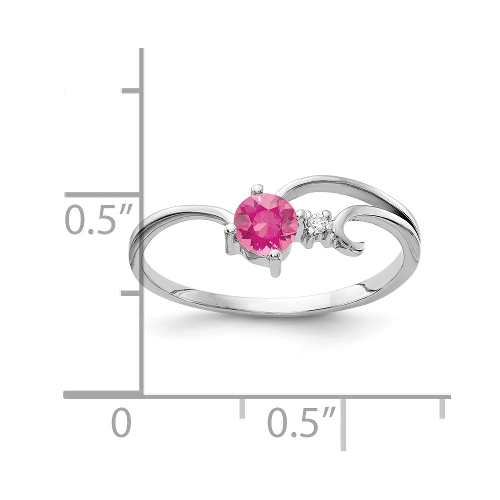 14k White Gold 4mm Pink Tourmaline AA Diamond ring