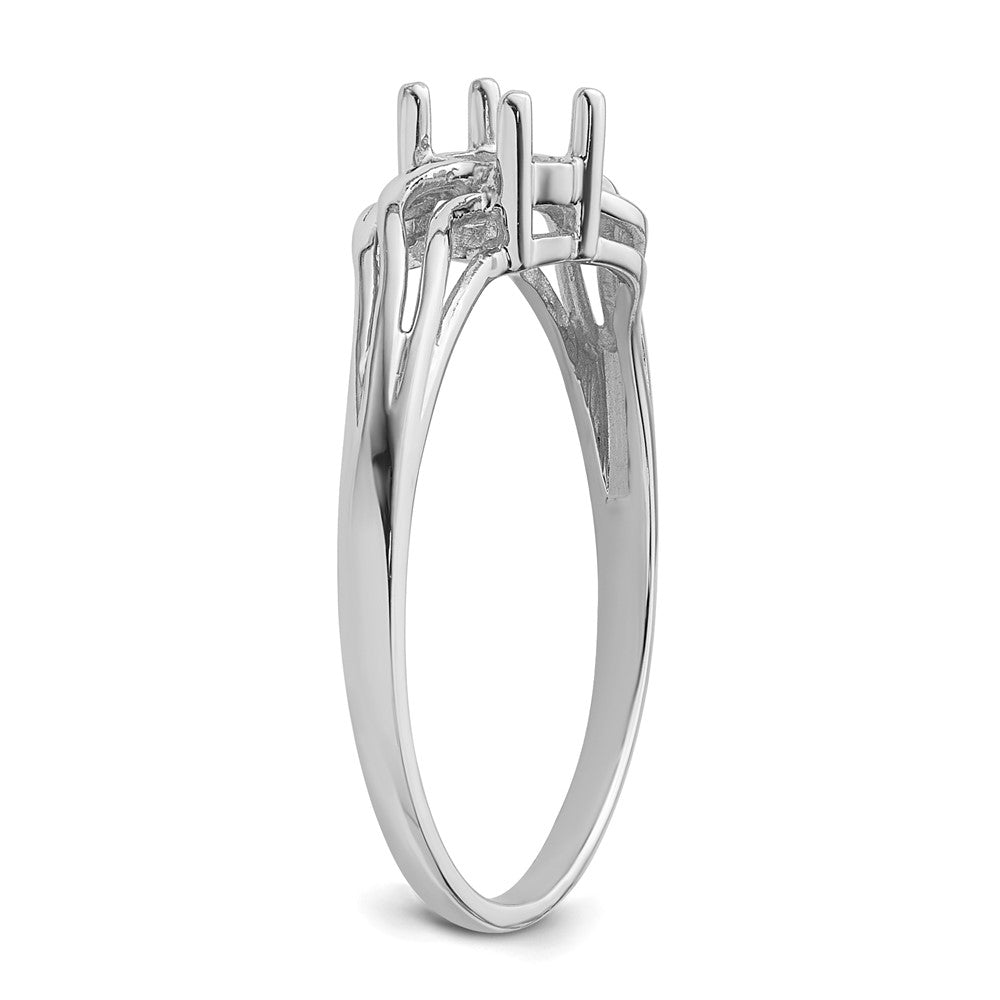 14k White Gold Polished 5x3 Oval Gemstone Wave Ring Mounting