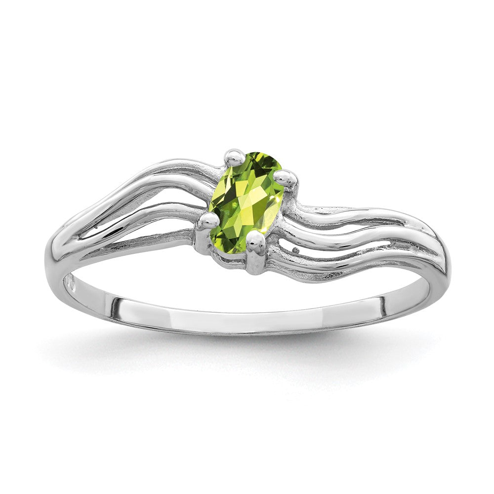 Casted;Polished;14K White gold;Peridot;Avail. in 10k yellow gold;Avail. in 18k yellow gold;Avail. in 14k yellow gold;Avail. in platinum;Channel set;Avail. in 18k white gold;Oval