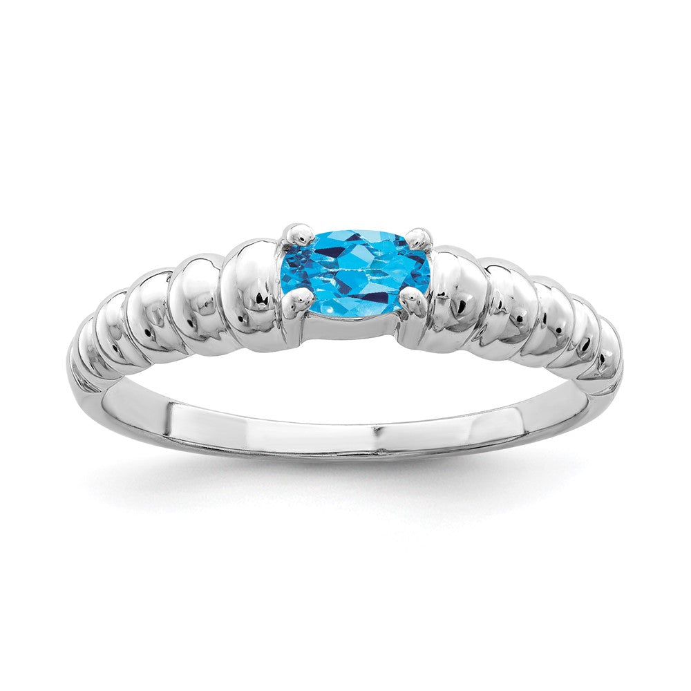 Casted;Polished;14K White gold;Blue topaz;Avail. in 10k yellow gold;Avail. in 18k yellow gold;Avail. in 14k yellow gold;Avail. in platinum;Channel set;Avail. in 18k white gold;Oval