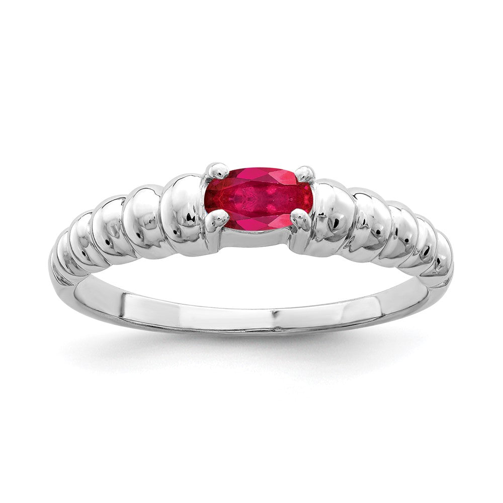 Casted;Polished;14K White gold;Ruby;Avail. in 10k yellow gold;Avail. in 18k yellow gold;Avail. in 14k yellow gold;Avail. in platinum;Channel set;Avail. in 18k white gold;Oval