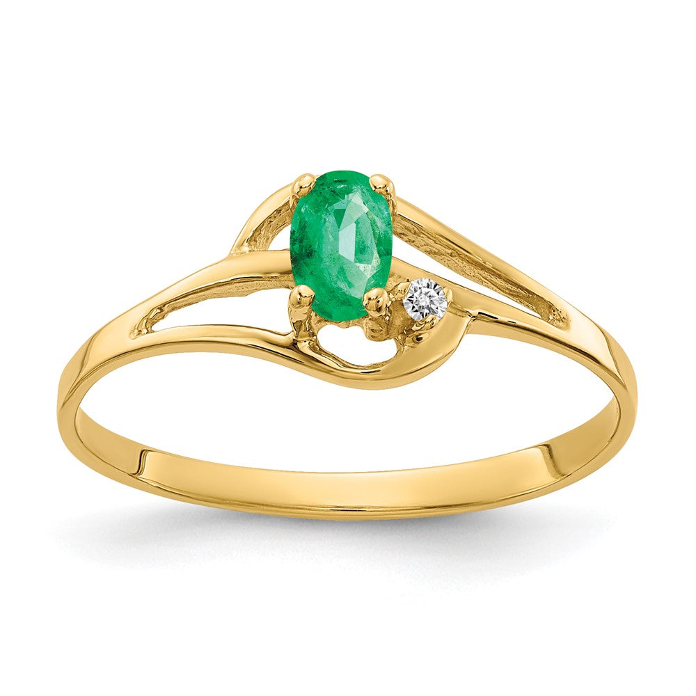 Casted;Polished;14k Yellow gold;Emerald;Avail. in 10k yellow gold;Avail. in 18k yellow gold;Avail. in platinum;Avail. in 18k white gold;AA quality;Oval