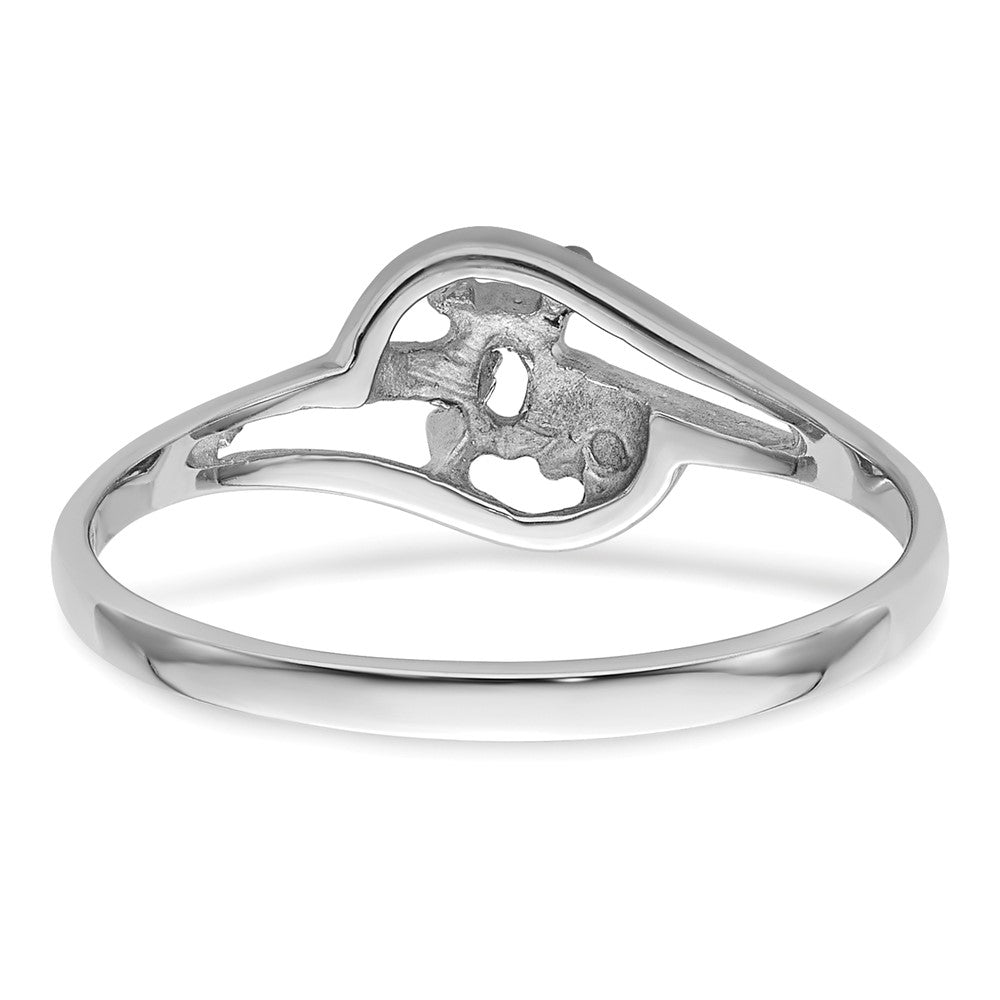 14k White Gold Polished .01ct. Diamond & 5x3 Oval Gemstone Ring Mounting