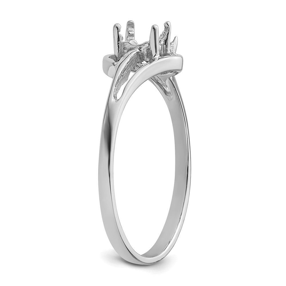 14k White Gold Polished .01ct. Diamond & 5x3 Oval Gemstone Ring Mounting