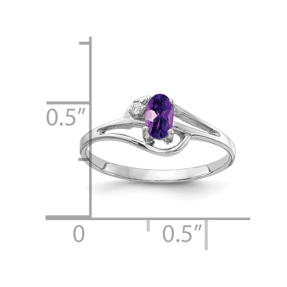 14k White Gold 5x3mm Oval Amethyst AA Diamond ring