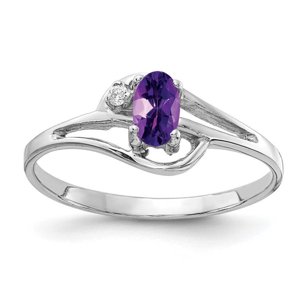 Casted;Polished;14K White gold;Amethyst;Avail. in 10k yellow gold;Avail. in 18k yellow gold;Avail. in platinum;Avail. in 18k white gold;AA quality;Oval