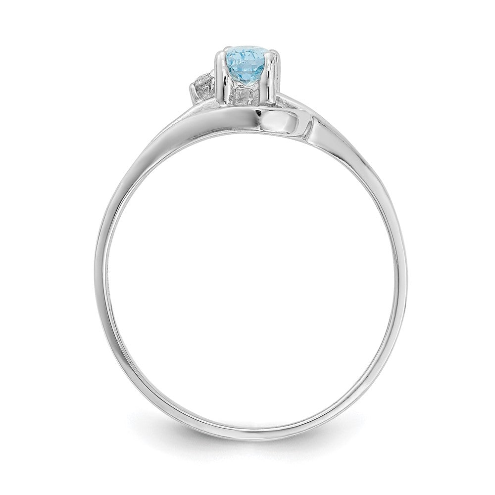 14k White Gold Blue Topaz Diamond Ring