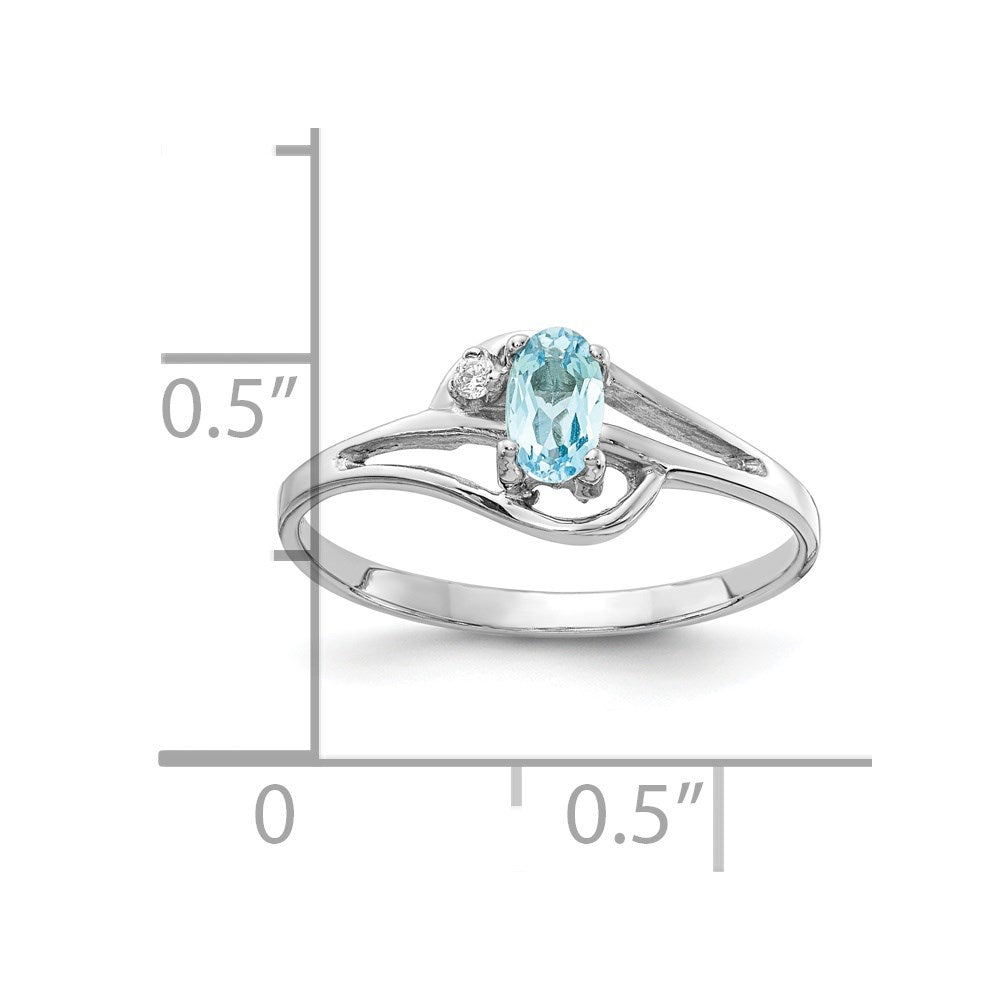 14k White Gold Blue Topaz Diamond Ring