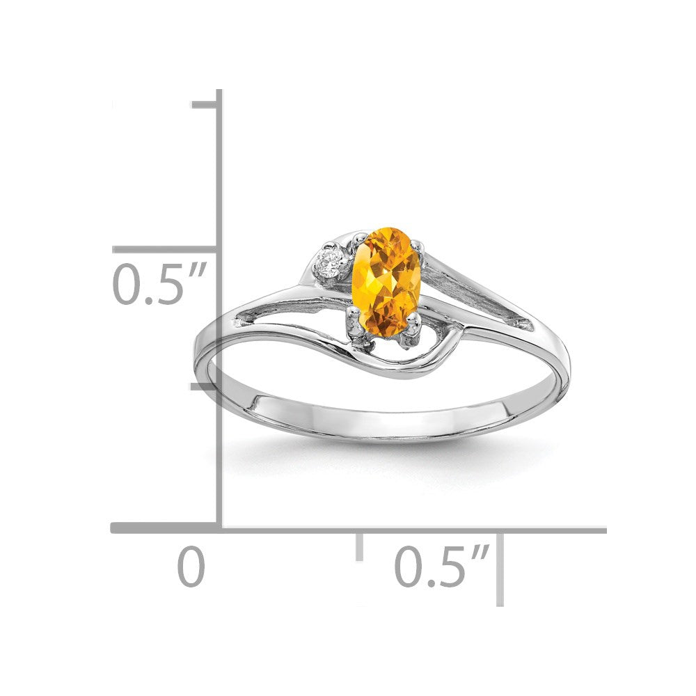 14k White Gold 5x3mm Oval Citrine AA Diamond ring