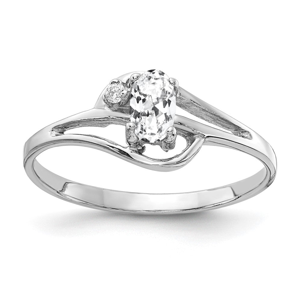 Casted;Polished;14K White gold;CZ;Avail. in 10k yellow gold;Avail. in 18k yellow gold;Avail. in platinum;Avail. in 18k white gold;AA quality;Oval