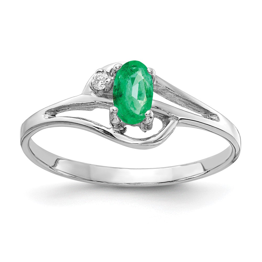 Casted;Polished;14K White gold;Emerald;Avail. in 10k yellow gold;Avail. in 18k yellow gold;Avail. in platinum;Avail. in 18k white gold;AA quality;Oval