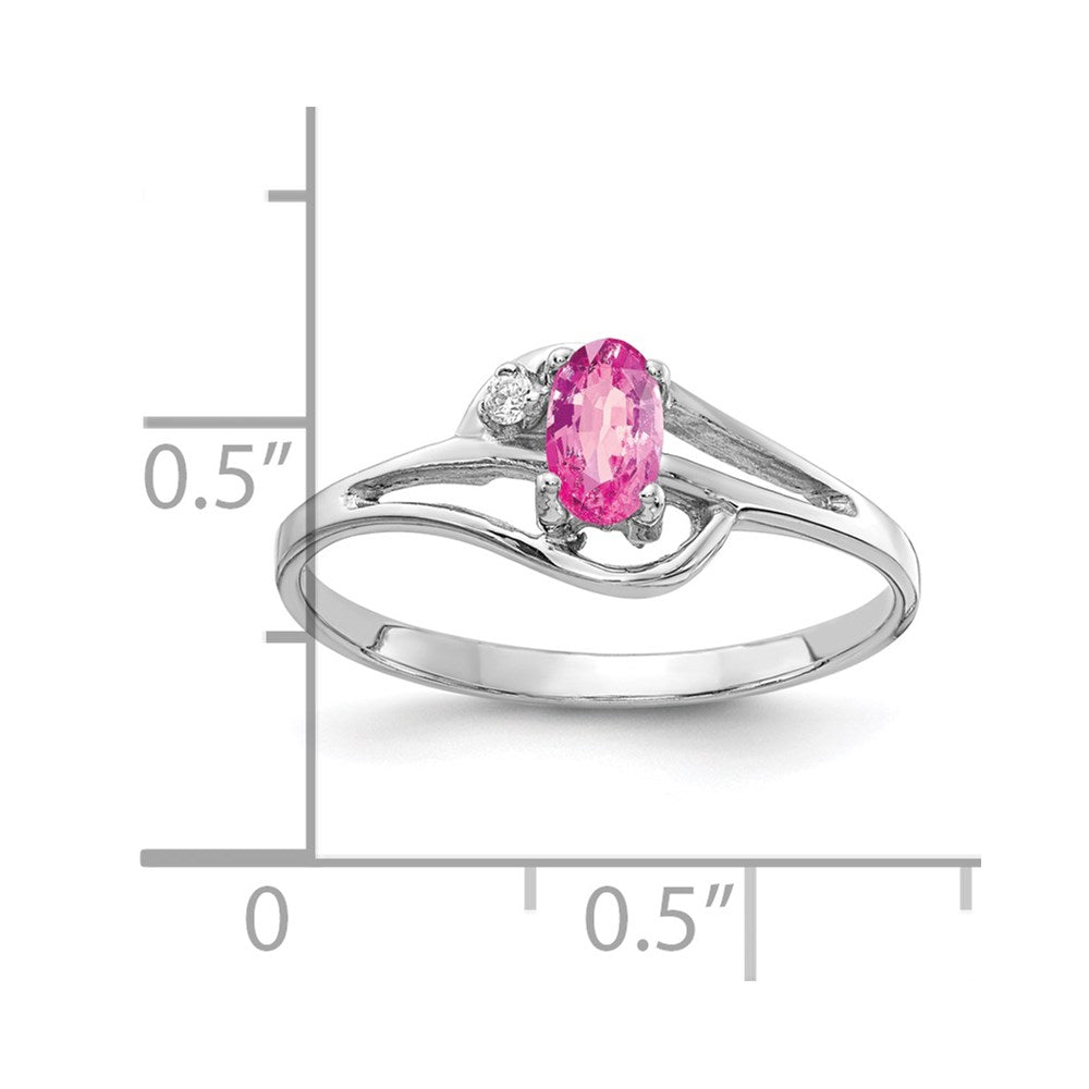 14k White Gold 5x3mm Oval Pink Sapphire AA Diamond ring