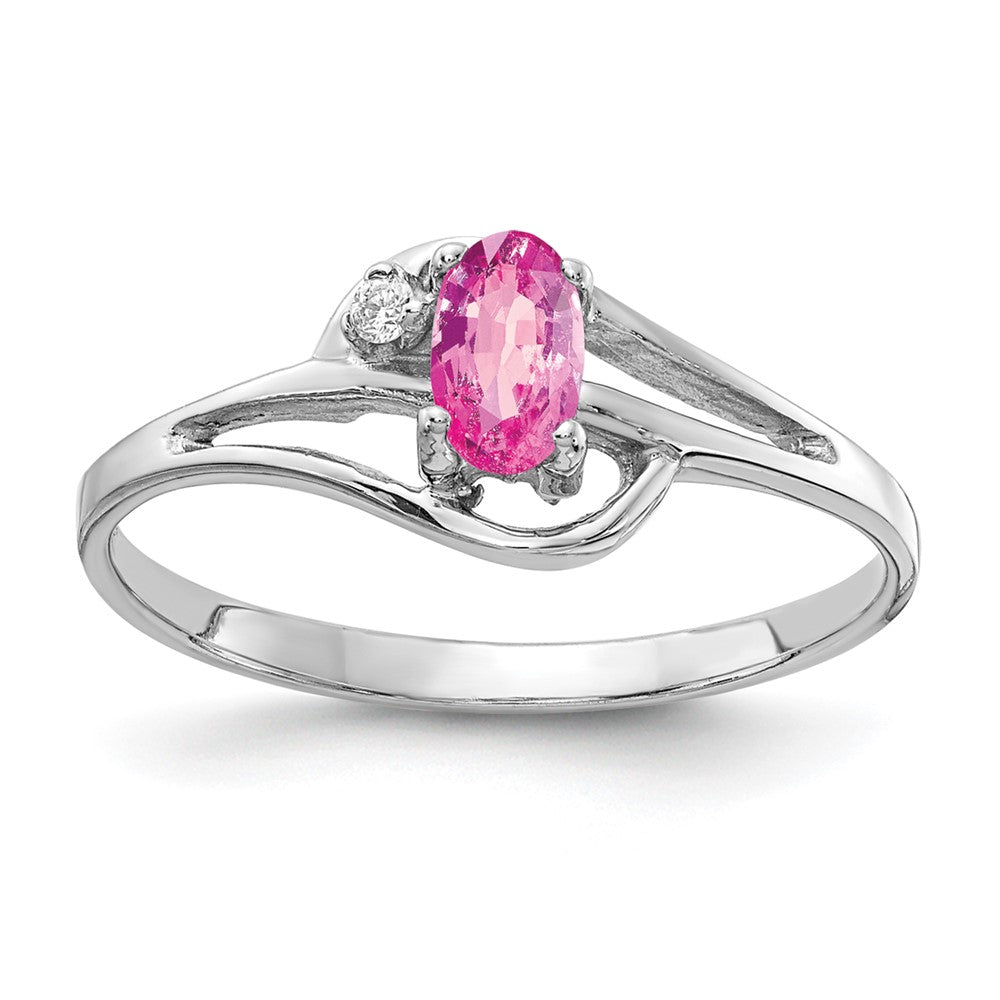 Casted;Polished;14K White gold;Avail. in 10k yellow gold;Avail. in 18k yellow gold;Avail. in platinum;Avail. in 18k white gold;AA quality;Pink sapphire;Oval