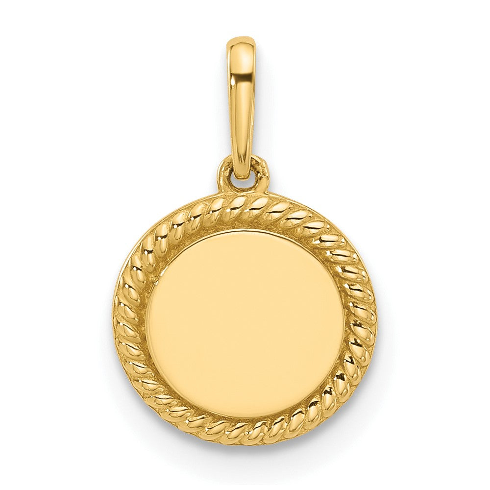 14K Polished with Rope Edge .009mm Thickness Engravable Round 9.9mm Disc Charm