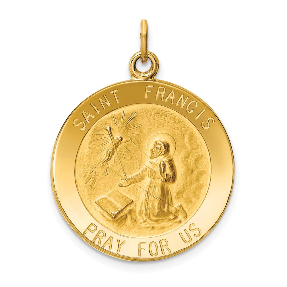 Solid;Polished;Satin;Die struck;14k Yellow gold;Engravable;Polished back