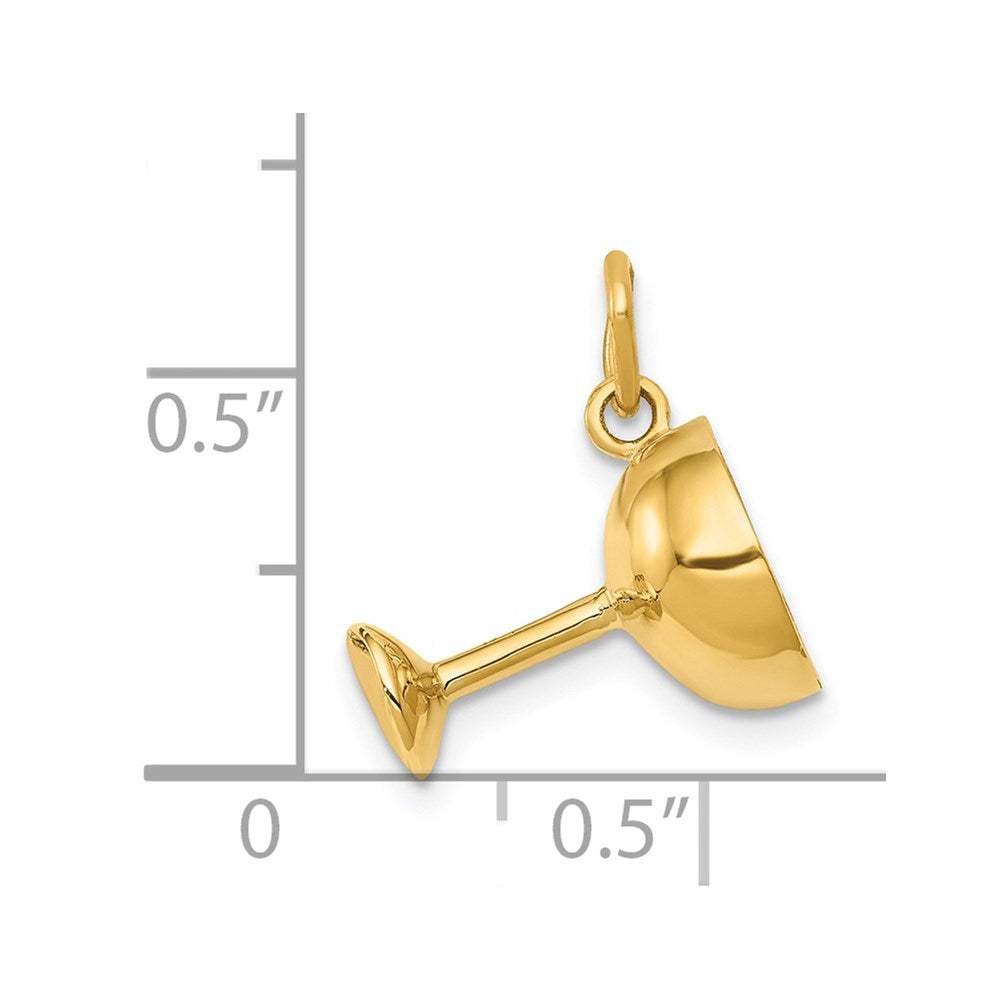 14k 3-D Champagne Glass Charm
