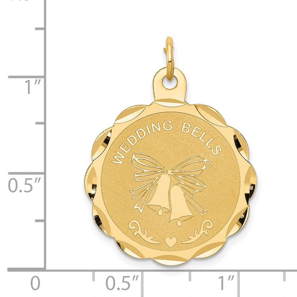 14K WEDDING BELLS 23mm Engravable Disc Charm