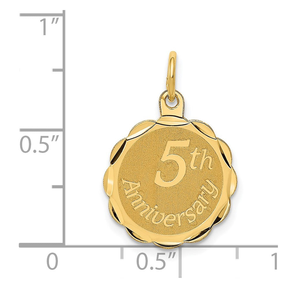 14K 5th ANNIVERSARY 16mm Engravable Disc Charm