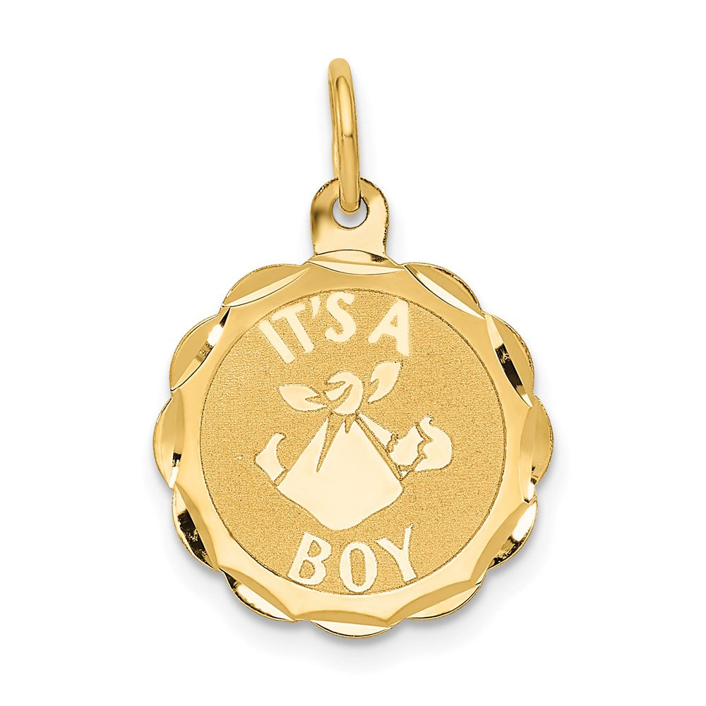 Diamond-cut;Polished;Satin;14k Yellow gold;Stamped;Engravable;Polished back