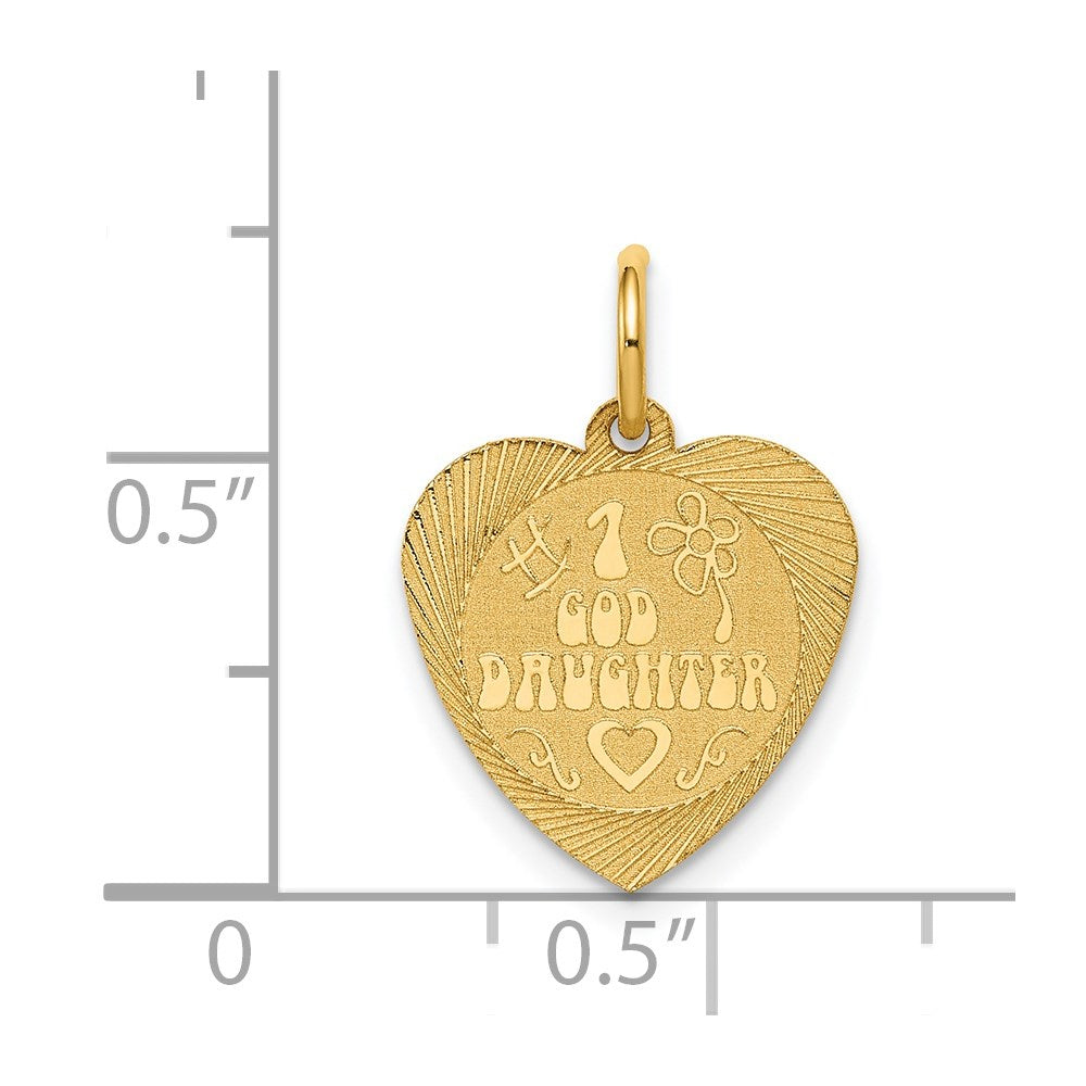 14k #1 GODDAUGHTER 17mm Engravable Heart Disc Charm